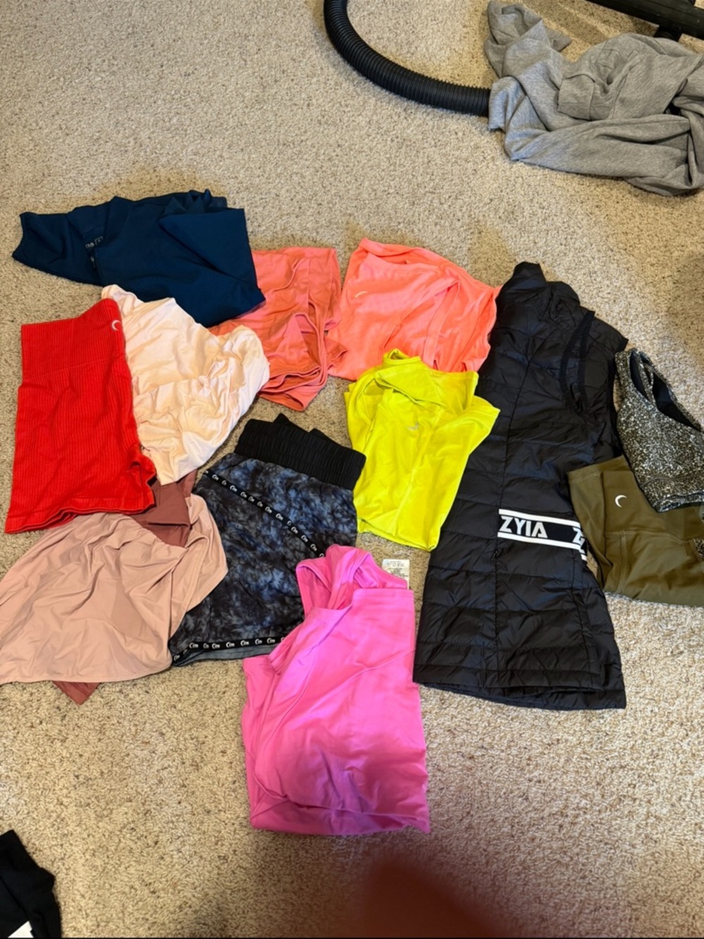 ZYIA Black Puffer Vest with Neon and Bright Activewear Mix